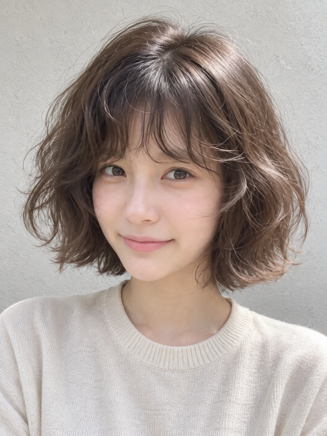짧은 웨이브 굴곡과 옆선 폭을 보여주는 AI 참고 이미지